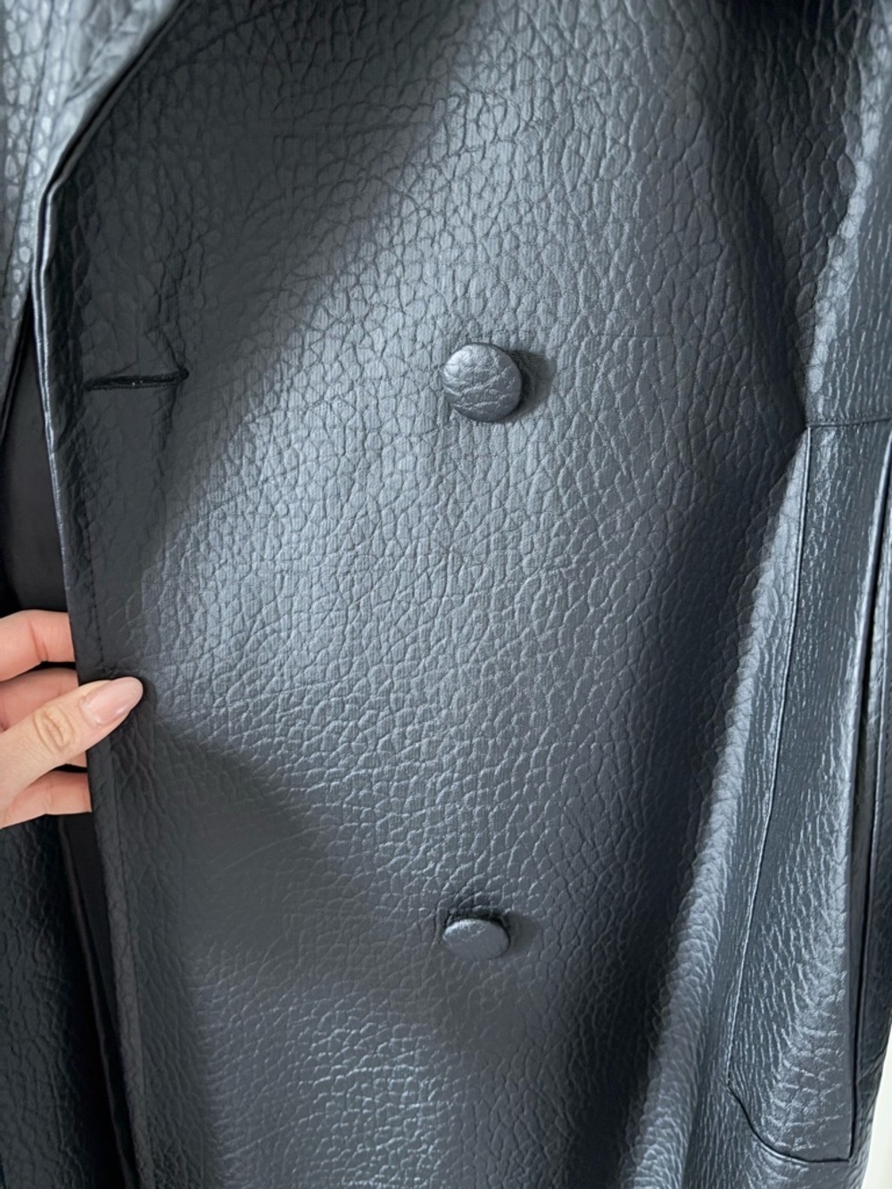 Black Trench Coat Faux Leather - Picture 11 of 12